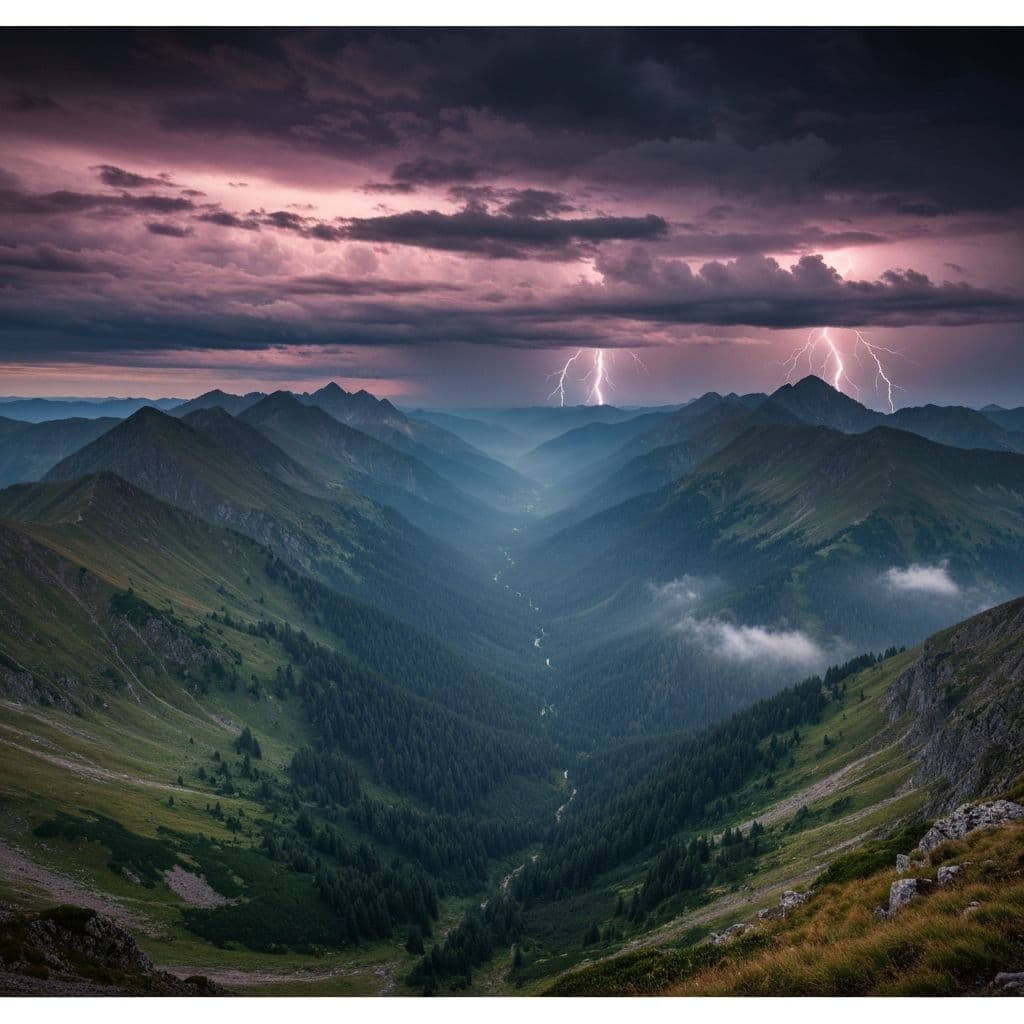 Mountain peaks with open sky