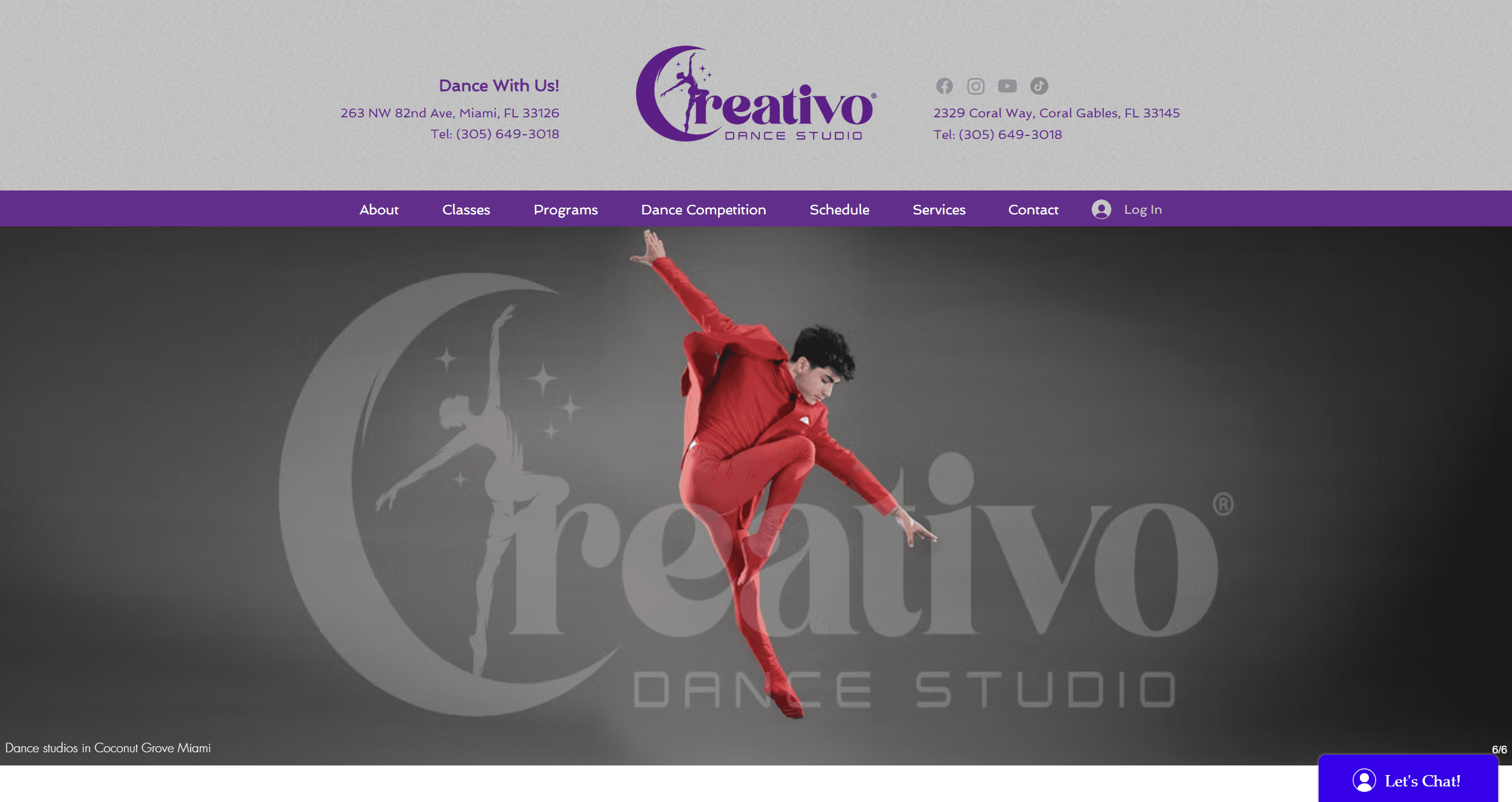 Creativo Dance Studios website screenshot
