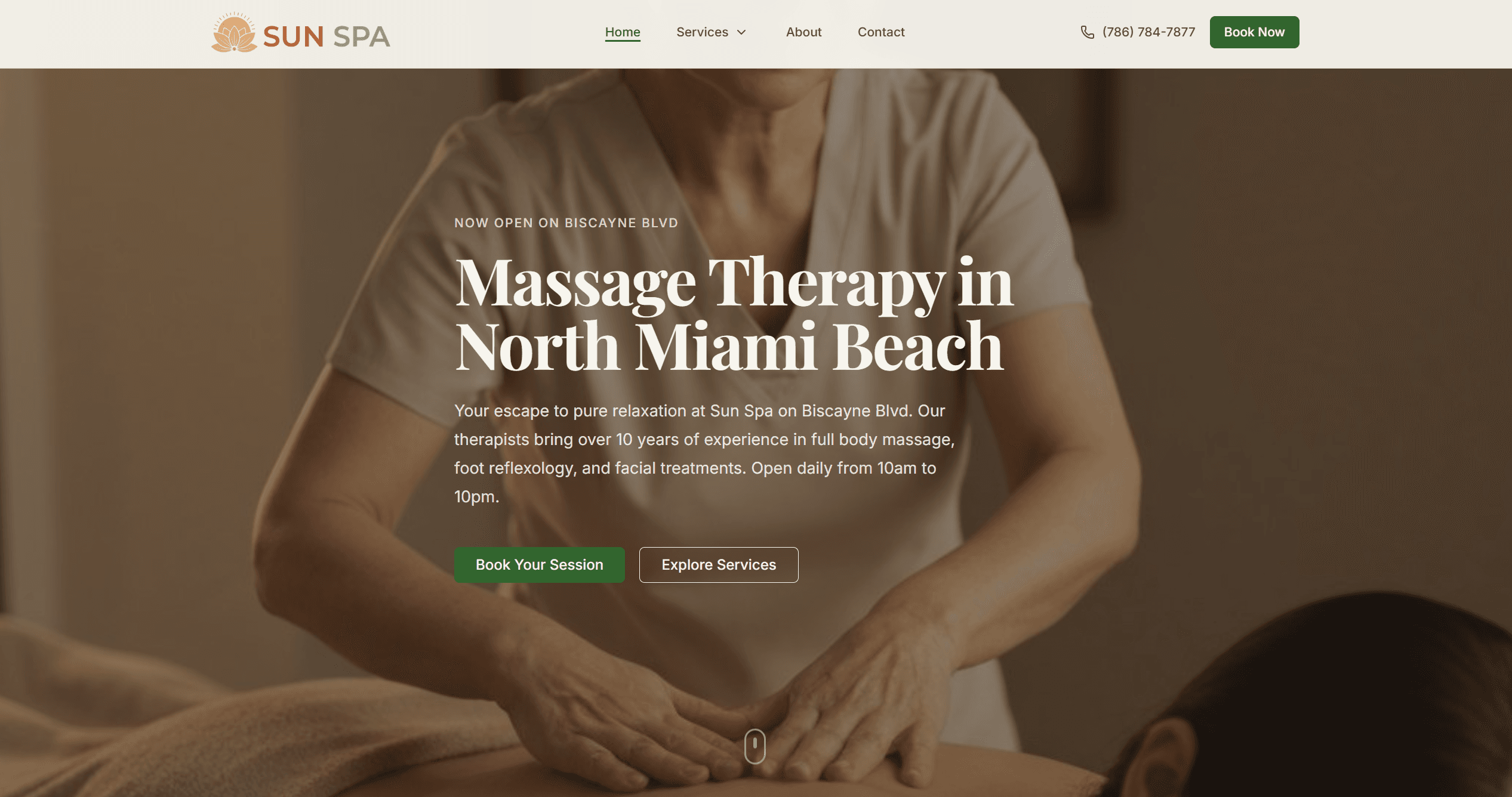 Sun Spa Massage website screenshot
