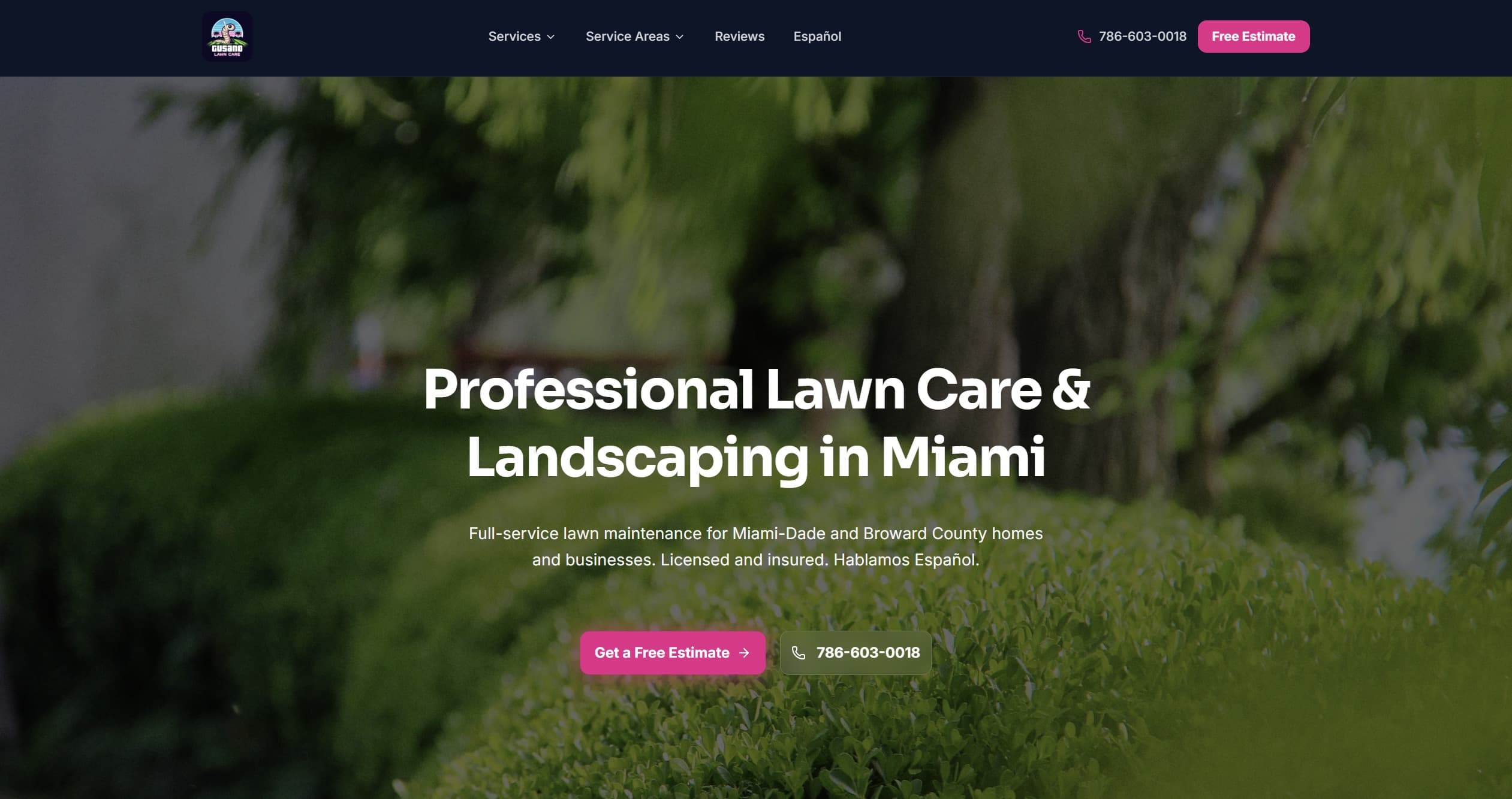 Gusano Lawn Care website screenshot